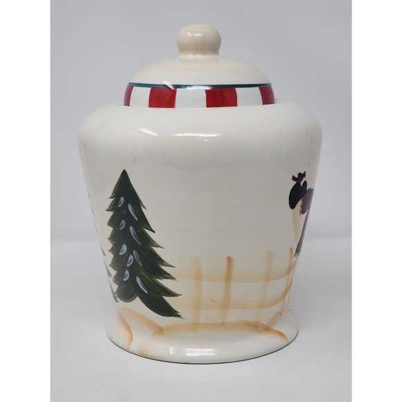 Crazy Mountain Snoman With‎ Birdhouse Evergreen Trees Christmas Cookie Jar - Picture 3 of 10